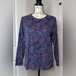 Vintage Ralph Lauren Paisley Long Sleeve Top - Purple and Blue